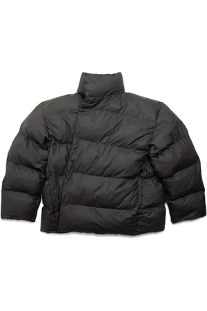 Balenciaga Jakke, Dame, Sort, M, Uld, Sort Pufferjakke med Wrap Lukning