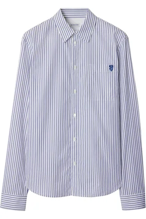 Burberry Skjorte, Herre, Blå, L, Bomuld, Blå Button-Up Skjorte med B Shield