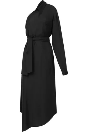 Moschino Kjole, Dame, Sort, 2XS, Sort Asymmetrisk Hals Langærmet Kjole