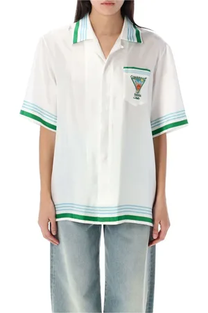 Casablanca Bluser & Skjorter, Dame, Hvid, M, Metaphysical Tennis Icon Silk Shirt