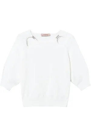 Twin-Set Strik, Dame, Hvid, S, Hvide Crew Neck Sweaters