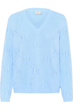 Kaffe Strik, Dame, Blå, M, Bomuld, Windsurfer Strik Pullover Sweater