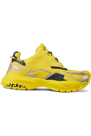 VERSACE Sko, Herre, Gul, 44 EU, Gule Sneakers Snøring Rund Tå