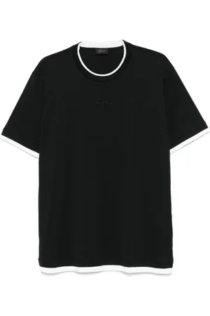 BRIONI Top, Herre, Sort, XL, Bomuld, Broderet Logo Crew Neck T-shirt