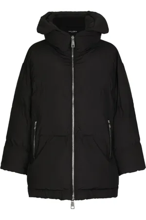 Dolce & Gabbana Frakke, Dame, Sort, S, Uld, Sort Pufferjakke med Høj Hals