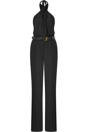 Moschino Jumpsuits & Playsuits, Dame, Sort, M, Sort Halterneck Knap Lynlås Lomme Shorts