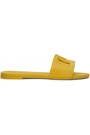 Dolce & Gabbana Sko, Dame, Gul, 36 EU, Gul Logo Slides, Åben Tå, Slip-On