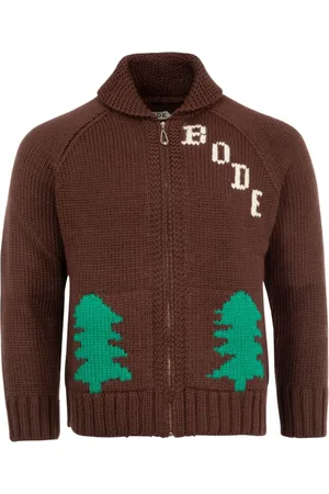 BODE Strik, Herre, Brun, XL, Uld, Brun Shawl Krave Cardigan