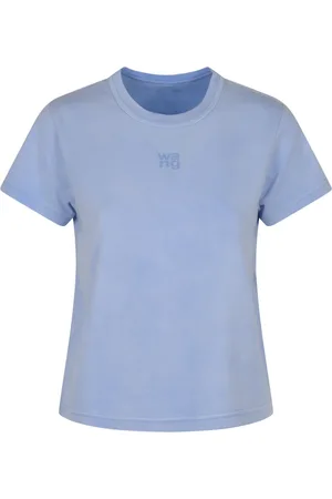 Alexander Wang Top, Dame, Blå, L, Uld, Essentiel Logo T-shirts