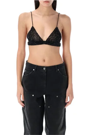 Golden Goose Top, Dame, Sort, S, Sort Hæklet Top med Krystaller