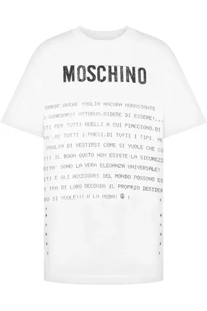 Moschino Top, Dame, Hvid, XS, Hvid Logo Print Crew Neck T-shirt