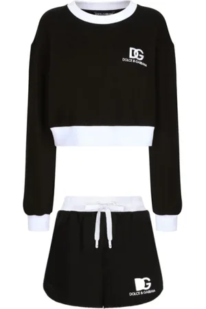 Dolce & Gabbana Sport, Dame, Sort, S, Bomuld, To-Tone Logo Print Sportstøj