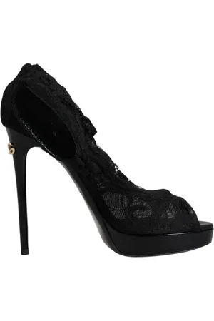 Dolce & Gabbana Sko, Dame, Sort, 39 EU, Læder, Sort Blonde Stretch Støvler med Lærsål