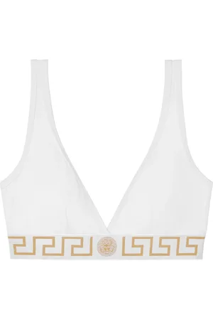 VERSACE Top, Dame, Hvid, M, Bomuld, Hvidt undertøj med Greca-bånd