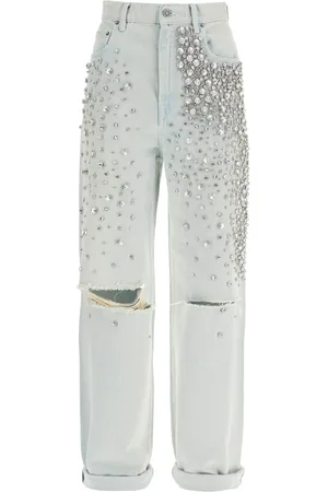Golden Goose Jeans, Dame, Blå, W26, Bomuld, Krystalsten Højtaljede Jeans