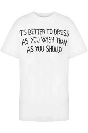 Moschino Top, Dame, Hvid, M, Hvid Logo Print Crew Neck T-shirt
