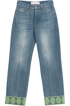 VALENTINO Jeans, Dame, Blå, W25, Denim, Blå Denim Jeans med Rullede Manchetter