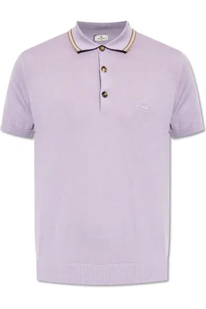 Etro Top, Herre, Lilla, L, Bomuld, Polo med broderet logo