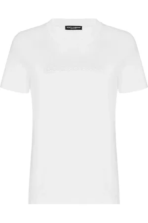 Dolce & Gabbana Top, Dame, Hvid, S, Bomuld, Grafisk Print Bomuld T-Shirt