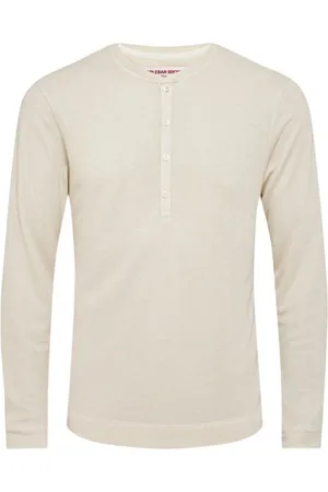 Orlebar Brown Top, Herre, Hvid, XL, Bomuld, Kashmir Matchstick Langærmet