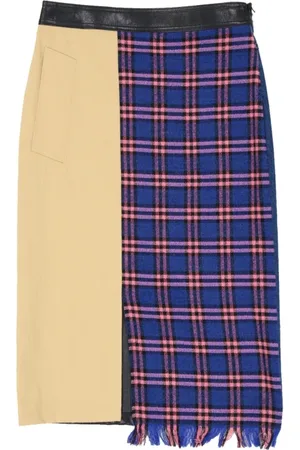 Moschino Nederdel, Dame, Flerfarvet, 2XS, Uld, Blå Uldblanding Frynse Nederdel