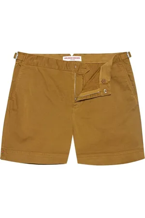 Orlebar Brown Shorts, Herre, Brun, W34, Bomuld, Gylden Khaki Stræk Bomuld Shorts