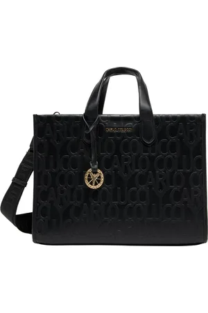 Carlo Colucci Taske, Dame, Sort, ONE SIZE, Elegant Totebag med Logo Prægning