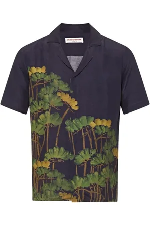 Orlebar Brown Skjorte, Herre, Flerfarvet, M, Uld, Fantasy Floral Night Iris Skjorte