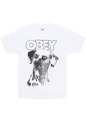 Obey Top, Herre, Hvid, L, Bomuld, Dalmation Print Tee Hvid Skjorte