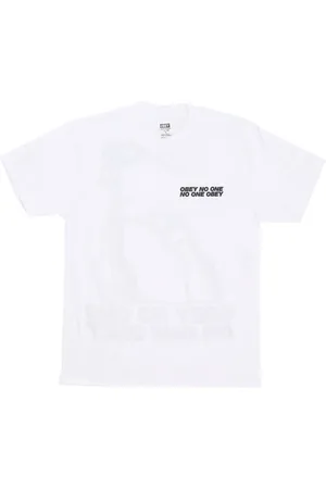 Obey Top, Herre, Hvid, S, Bomuld, Hvid Crew-Up T-shirt med Screen Printing