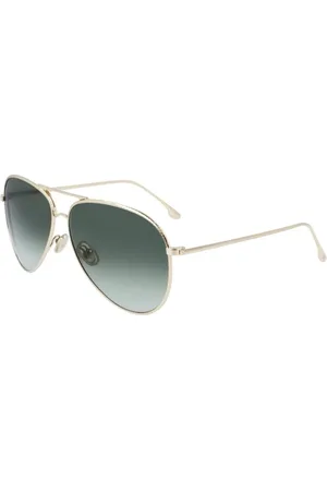 Victoria Beckham Tilbehør, Dame, Gul, 62 MM, Gyldne metal solbriller til kvinder