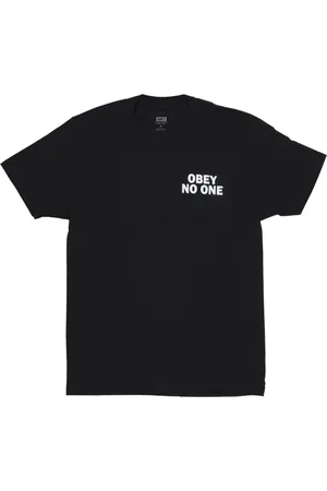 Obey Top, Herre, Sort, L, Bomuld, Sort Herre Tee med Tryk