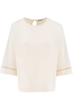 PESERICO SIGN Bluser & Skjorter, Dame, , S, Silke Jersey Juvel Detalje Sweater