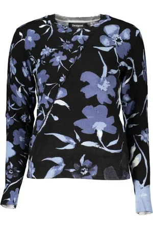 Desigual Strik, Dame, Flerfarvet, XL, Elegant Kontrast Sweater med Rund Hals