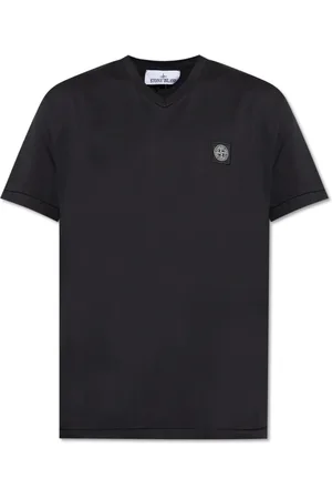 Stone Island Top, Herre, Sort, M, Bomuld, V-hals T-shirt