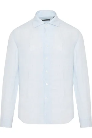 corneliani Skjorte, Herre, Blå, 3XL, Linned, Linnedskjorte Made in Italy