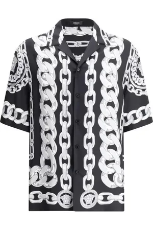 VERSACE Skjorte, Herre, Sort, M, Luksuriøs Medusa Print Silkeskjorte