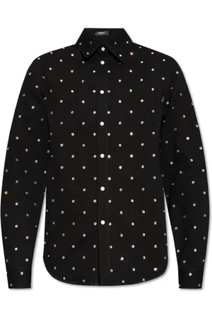 VERSACE Skjorte, Herre, Sort, M, Denim, Denim skjorte med skinnende krystaller