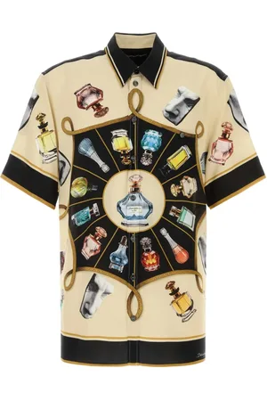 Dolce & Gabbana Skjorte, Herre, Flerfarvet, L, Silketrykt skjorte