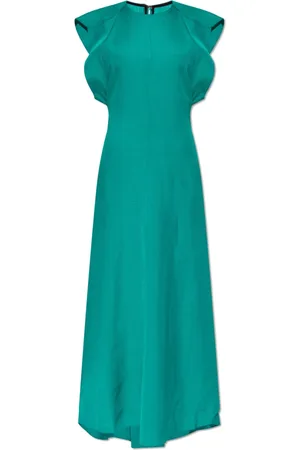 Victoria Beckham Kjole, Dame, Grøn, S, Uld, Kjole med slidser