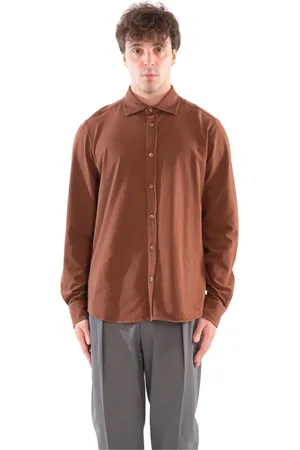 Circolo Skjorte, Herre, Brun, L, Cashmere, Blød Jersey Skjorte med Cashmere Touch