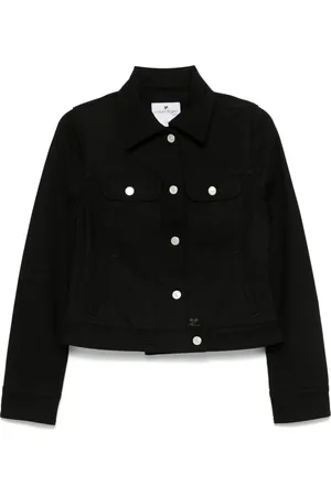 Courrèges Jakke, Dame, Sort, L, Denim, Klassisk Denim Trucker Jakke