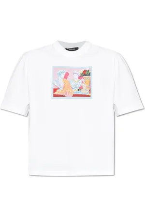 VERSACE Top, Herre, Hvid, S, Bomuld, T-shirt med farverigt tryk