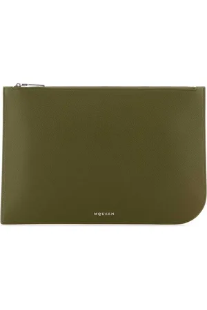 Alexander McQueen Taske, Herre, Grøn, ONE SIZE, Læder, Grøn læder Sling Pung