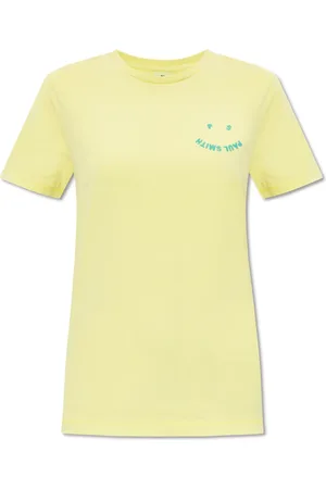 Paul Smith Top, Dame, Gul, S, Bomuld, T-shirt med broderet logo