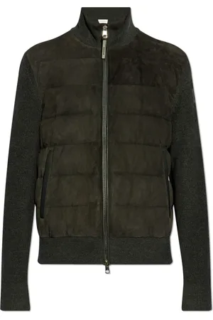 Moncler Strik, Herre, Sort, 2XL, Uld, Cardigan med quiltet front