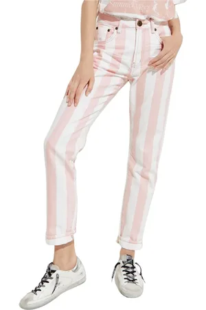 ONE TEASPOON Jeans, Dame, Hvid, W30, Bomuld, Begrænset udgave Stribede Awesome Baggies Bukser