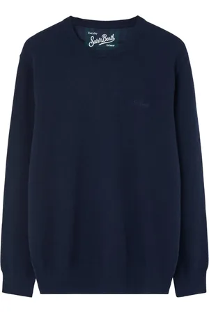 MC2 SAINT BARTH Strik, Herre, Blå, 2XL, Uld, Marineblå Logo Sweaters