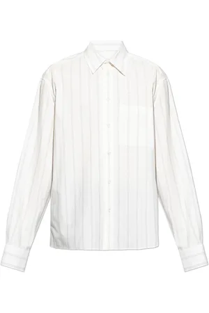 Lanvin Skjorte, Herre, Hvid, XL, Bomuld, Stribet skjorte