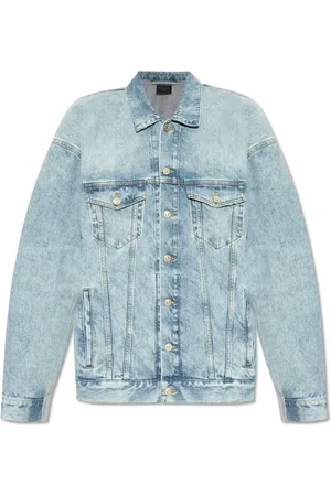 Balenciaga Jakke, Herre, Blå, XL, Bomuld, Jakke med kombinerede materialer
